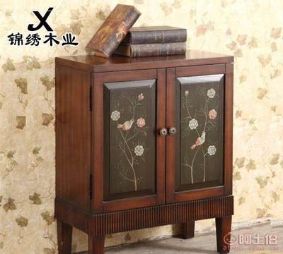 【錦繡木業新品手繪美式鄉村古典玄關鞋柜儲物柜小家具靠墻柜廠家直銷DWS-37460.96*30.48*76.2(cm)】中山市三鄉鎮錦木家具廠 - 產品庫